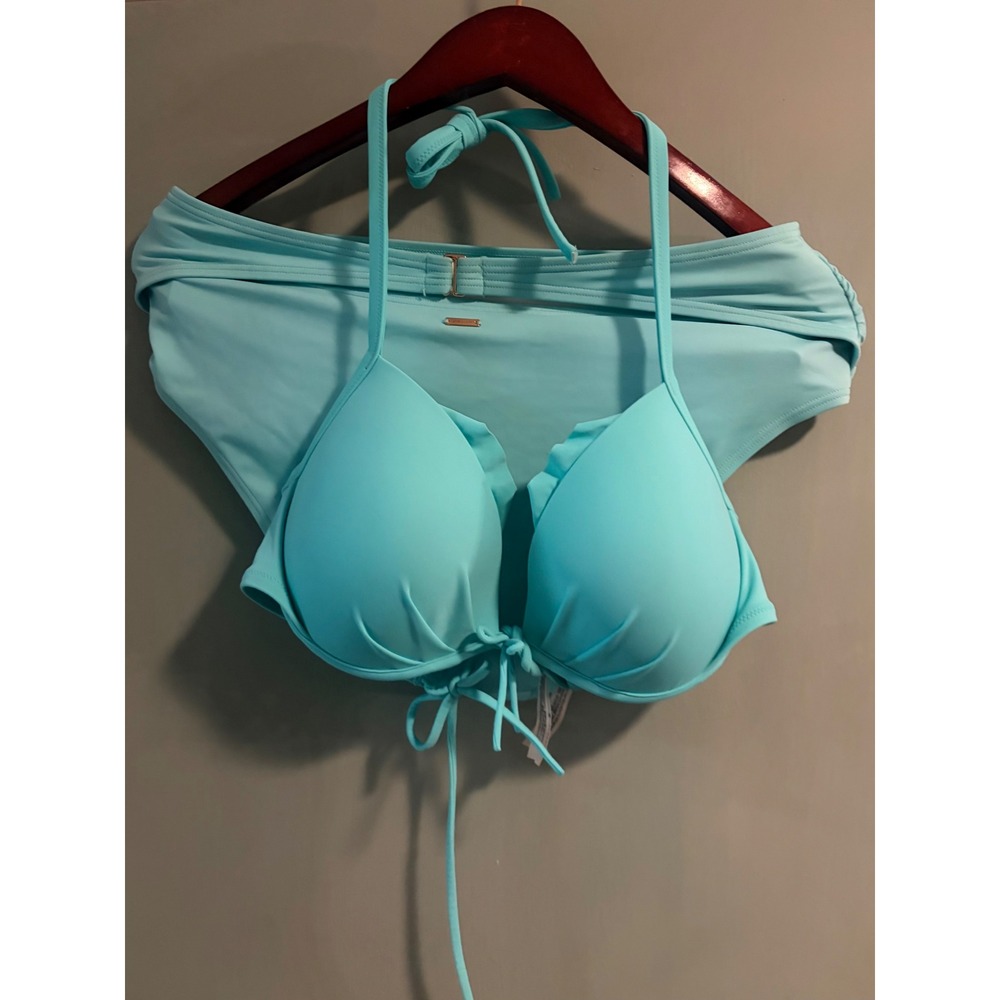 Victorias Secret Aqua Bikini Set 
36 C Push Up Halter Top
XL High Waist Bottoms